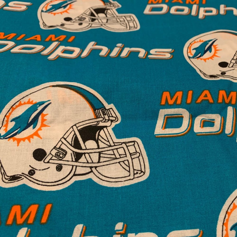 Miami Dolphins logo cotton fabric  1 yard 55 in  wide
